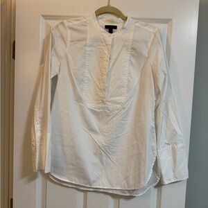 J.Crew White Bib Front Blouse | Long Sleeve | Size 8